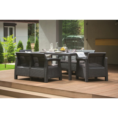 Keter zahradní set Corfu FIESTA grafit (2x křeslo + 2x lavice + stůl)